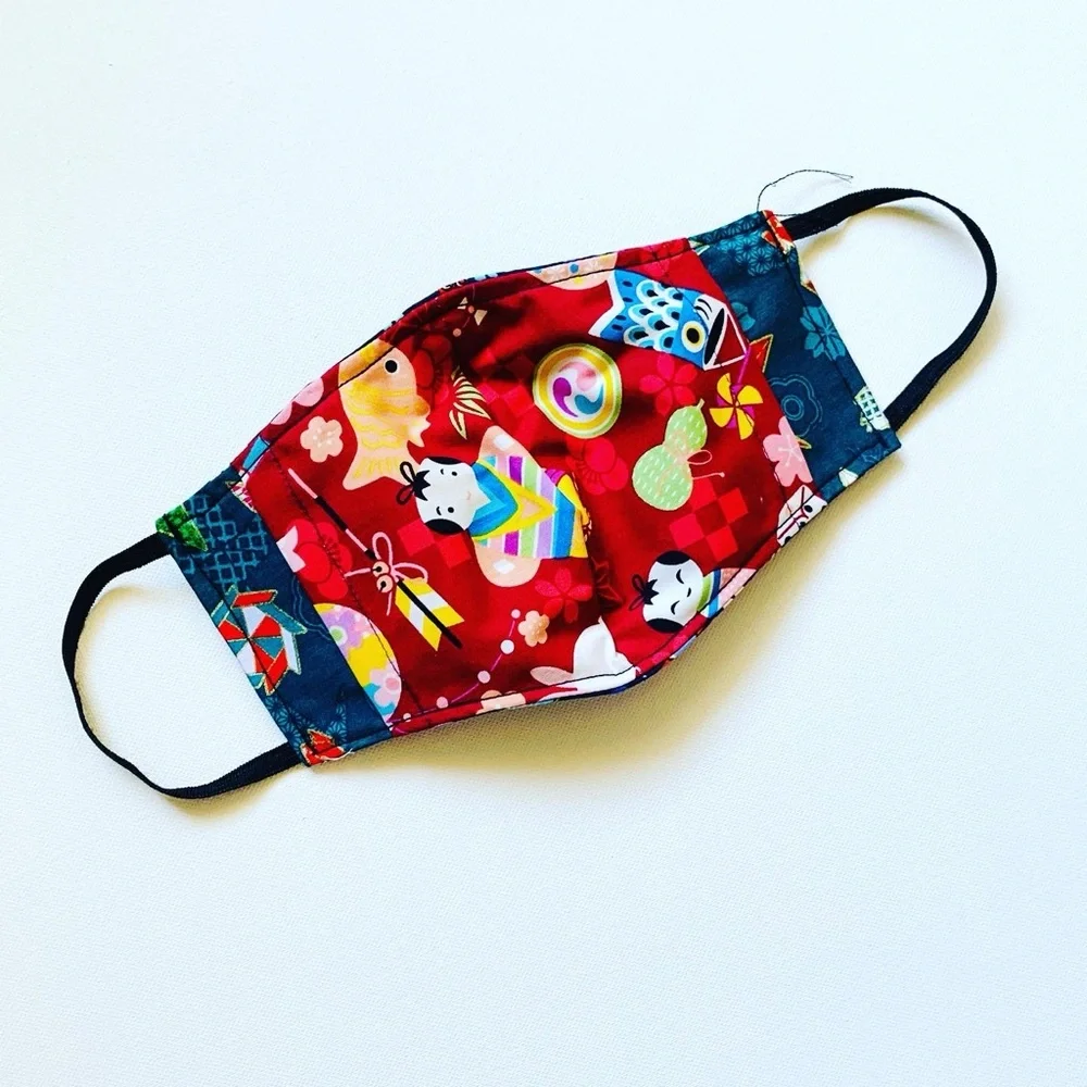 NEW Handmade Navy Blue Chopstick Print Face Mask